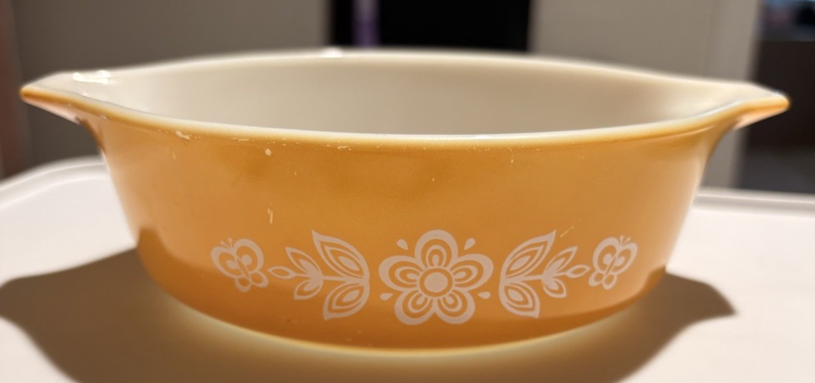 pyrex butterfly gold 473