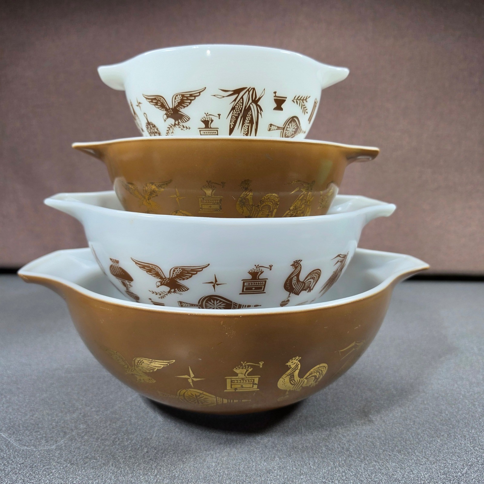 pyrex early american cinderella bowl set