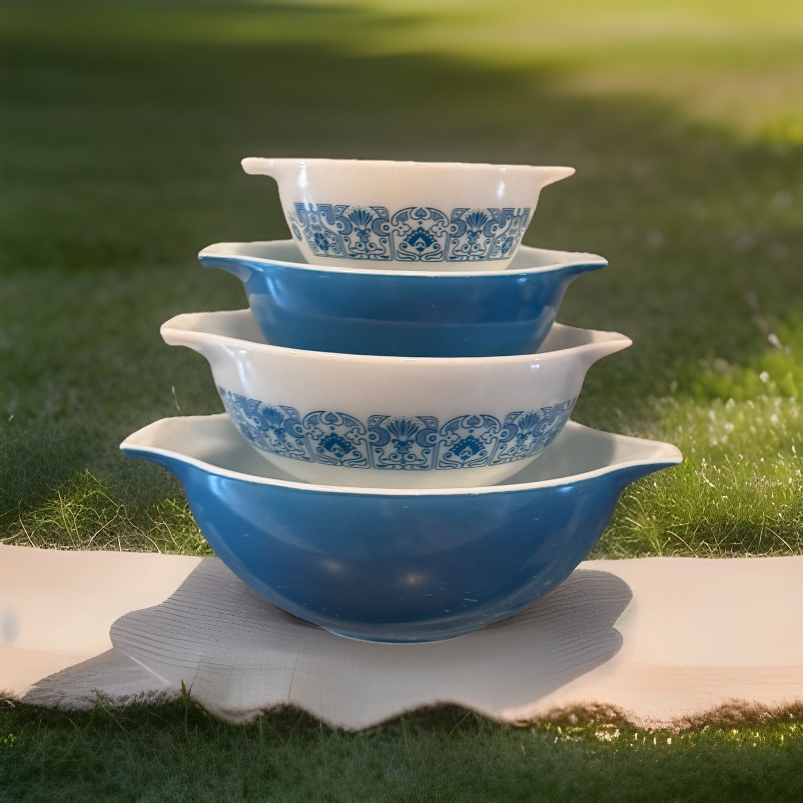 pyrex horizon blue bowl set