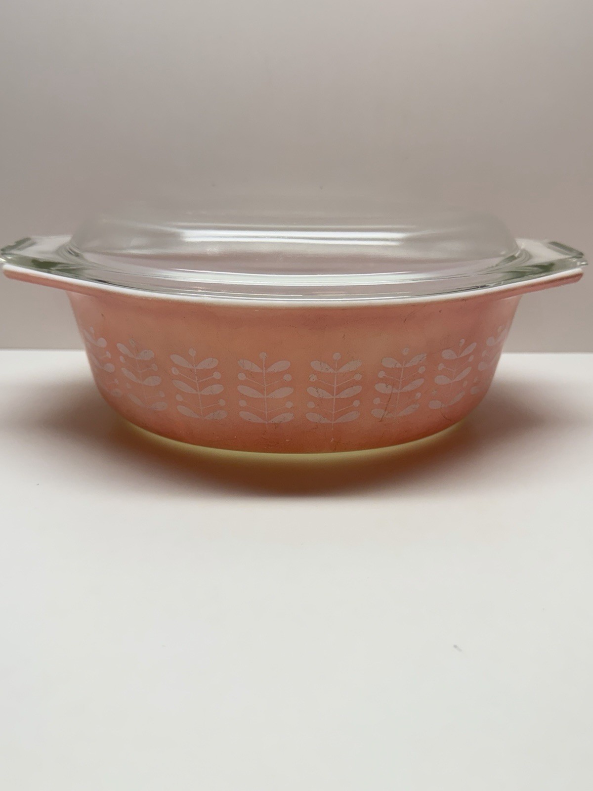 pyrex pink stems casserole